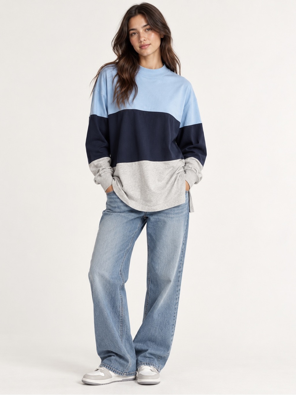 Aritzia TNA 100% Cotton Colourblock Long Sleeve Top S